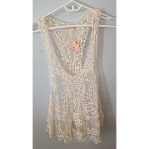 Banana Lace  Crochet Tank Top NWT size S